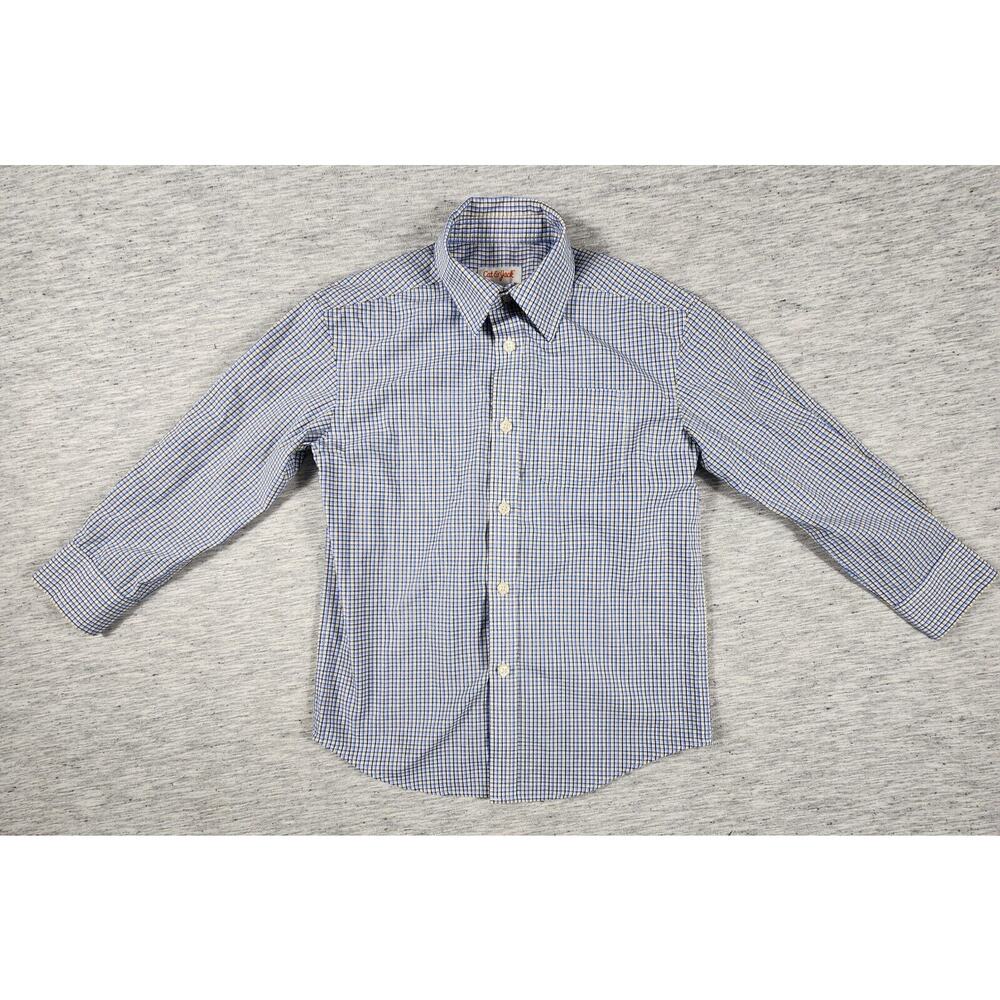Gingham Plaid Long Sleeve Button Up Shirt Lightweight Toddler Boys Size XS 4/5